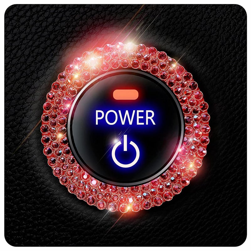 Murimt Bling Car Button Start Button Cover/Sticker for Wowen, Car Engine Start Stop Trim Ring, Shiny Crystal Rhinestone Key Ignition and Knob Ring (Diamond Red)… - Image 1